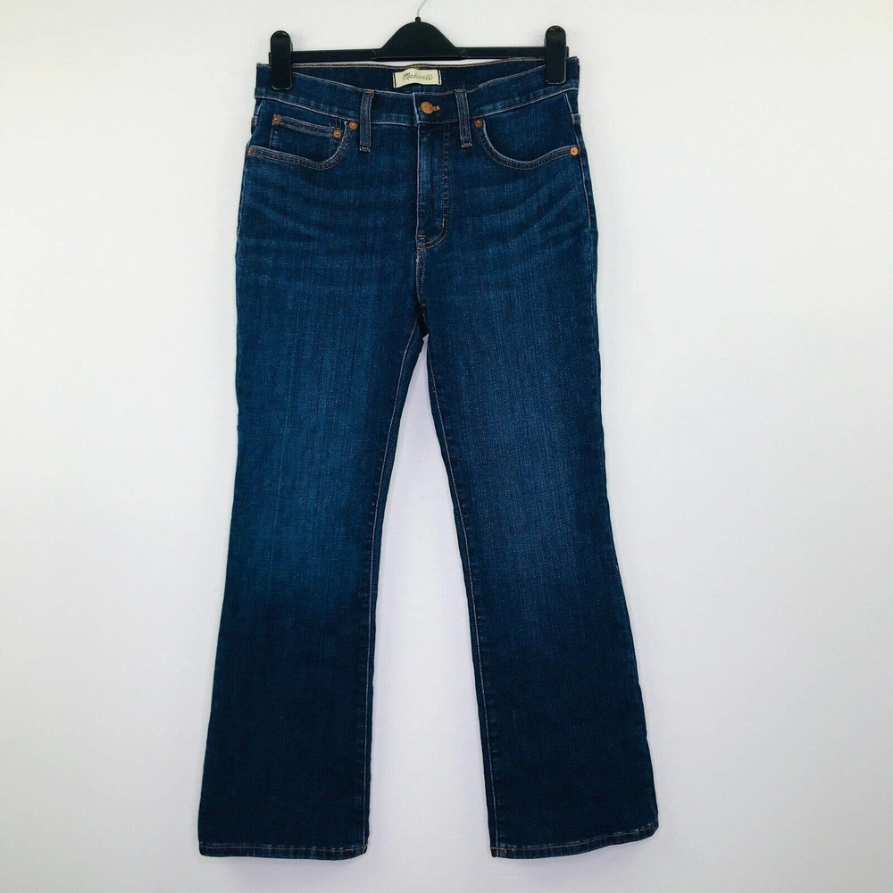 Madewell Women's 28 Jeans Blue Dark Wash Mid-Rise Kick Out Boot Cut Flaw AD